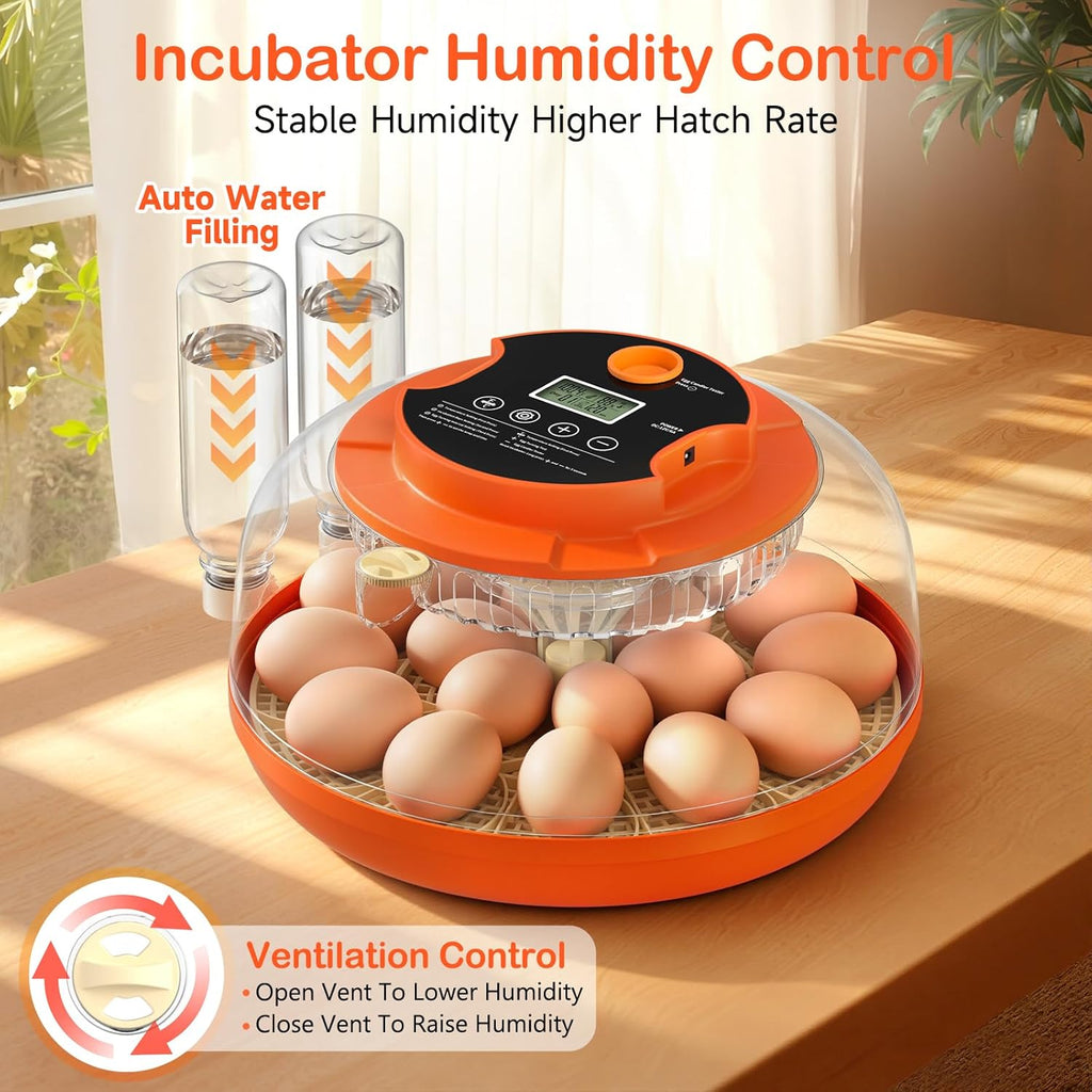 18 Egg Incubators for Hatching Eggs, Automatic Egg Turning and Humidity Control Incubator for Hatch Chicken Duck Quail Pigeon Pheasant Partridge Home Classroom Lab