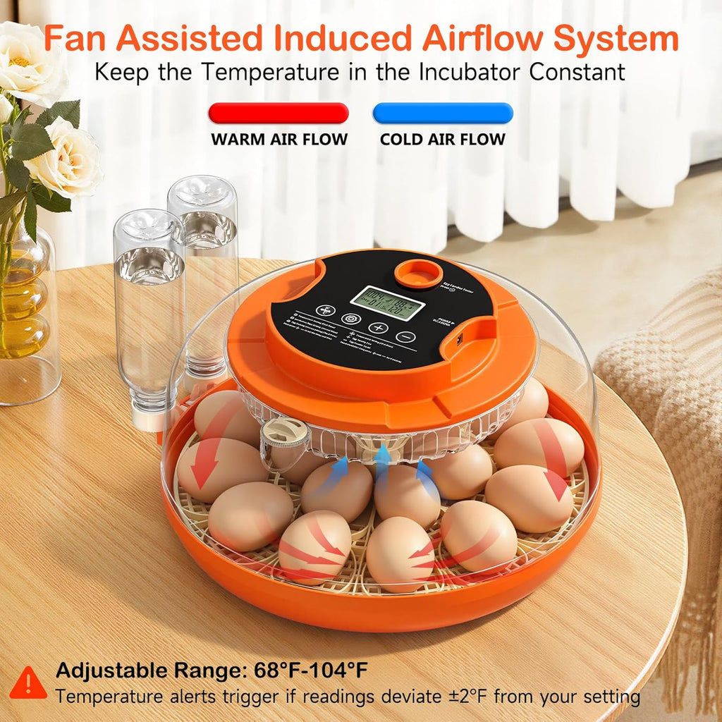 18 Egg Incubators for Hatching Eggs, Automatic Egg Turning and Humidity Control Incubator for Hatch Chicken Duck Quail Pigeon Pheasant Partridge Home Classroom Lab